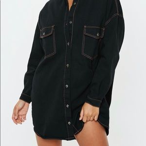 Oversized denim shirt dress